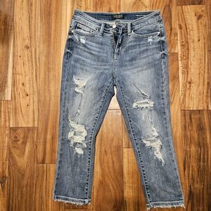 Judy Blue 5 / 27 Distressed Women Jeans Skinny Fit Capri